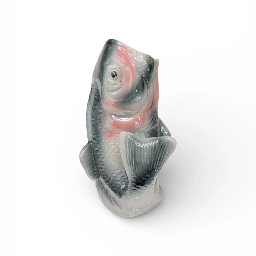Vintage Large Mouth Bass Vase Iridescent - Picture 11 of 17